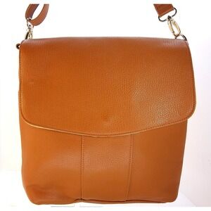 Penelope‎ Ann Brown Faux Leather Shoulder Crossbody Flap Bag